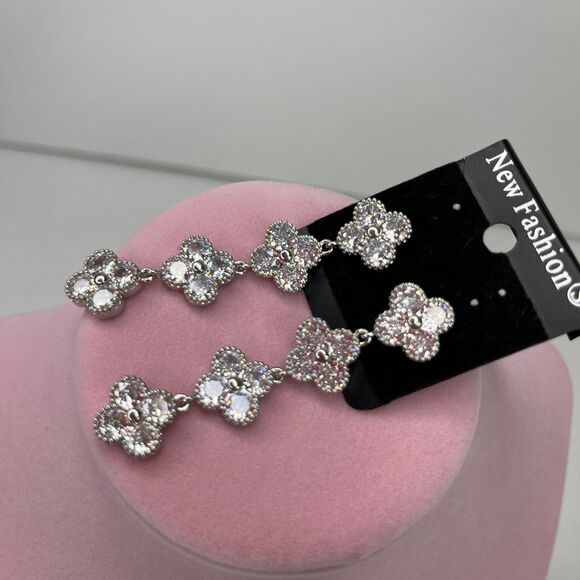 Earrings Silver Floral Dangle Jewelry #571 - Picture 6 of 7